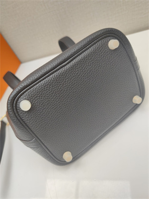 Picotin Lock Bag Togo Leather 18/22CM Gold/Silver Tone Metal In Black Color HS