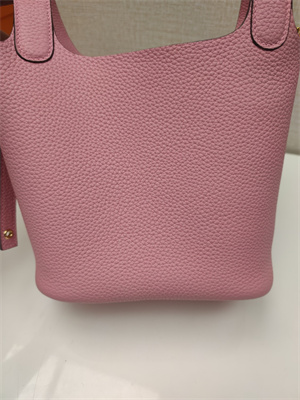 Picotin Lock Bag Togo Leather 18/22CM Gold/Silver Tone Metal In Pink Color HS