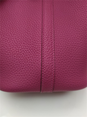 Picotin Lock Bag Togo Leather 18/22CM Gold/Silver Tone Metal In Magnolia Color HS