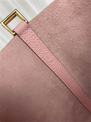 Picotin Lock Bag Taurillon Clemence Leather 18/22CM Gold/Silver Tone Metal In Rose Sakura Color HS