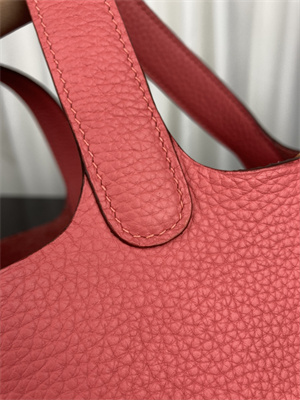 Picotin Lock Bag Taurillon Clemence Leather 18/22CM Gold/Silver Tone Metal In Rose Lipsur Color HS