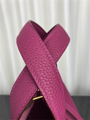 Picotin Lock Bag Taurillon Clemence Leather 18/22CM Gold/Silver Tone Metal In Rose Purple Color HS
