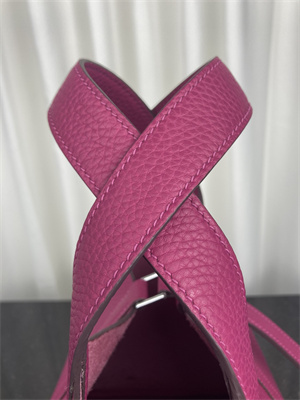 Picotin Lock Bag Taurillon Clemence Leather 18/22CM Gold/Silver Tone Metal In Magnolia Color HS