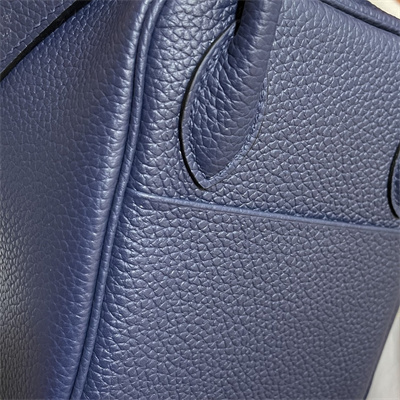 Lindy Bag Taurillon Clemence Leather 26/30CM Silver Tone Metal In Bleu Saphir Color HS