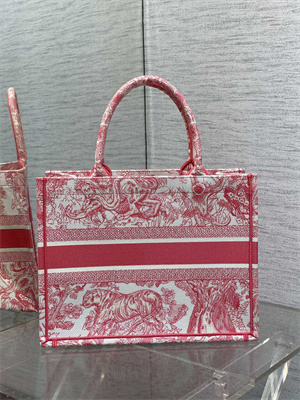 CD Medium Book Tote Toile de Jouy Embroidery Pink