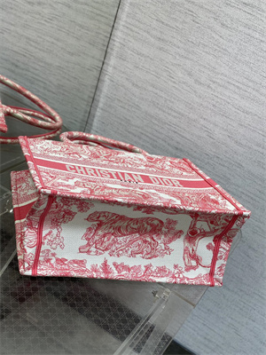 CD Medium Book Tote Toile de Jouy Embroidery Pink