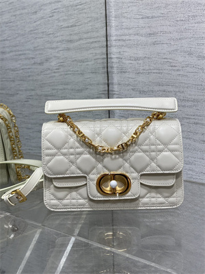 CD Small Jolie Top Handle Bag Cannage Calfskin White