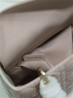 CD Small Lady Di.or Bag Two Tones Cannage Lambskin Gold Tone Metal Pink and Latte