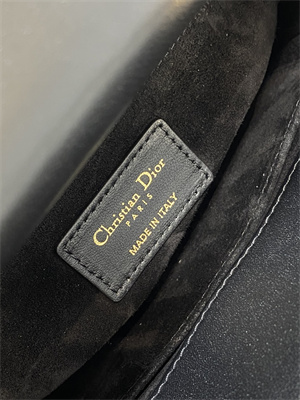 CD Small Lady Di.or Bag Cannage Lambskin With Gold Finish Butterfly Studs Black