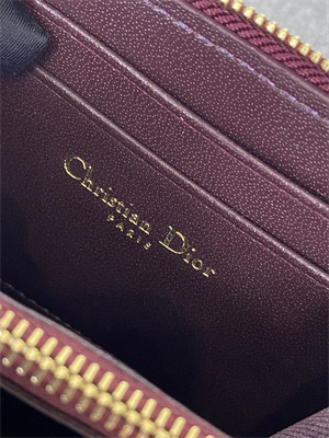 CD  Voyageur Small Coin Purse Supple Cannage Patent Calfskin Burgundy S0985