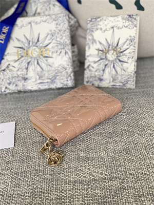 CD Voyageur Small Coin Purse Supple Cannage Patent Calfskin Nude Pink S0985