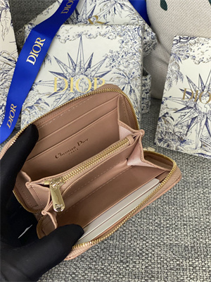 CD Voyageur Small Coin Purse Supple Cannage Patent Calfskin Nude Pink S0985