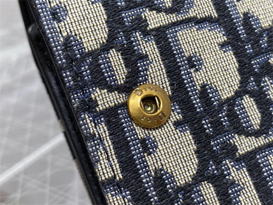 CD Saddle Lotus Trifold Wallet Blue Dior Oblique Jacquard