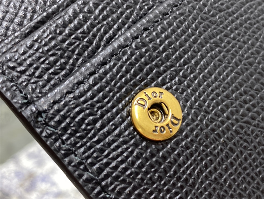 CD Saddle Card Holder Grained Calfskin Black