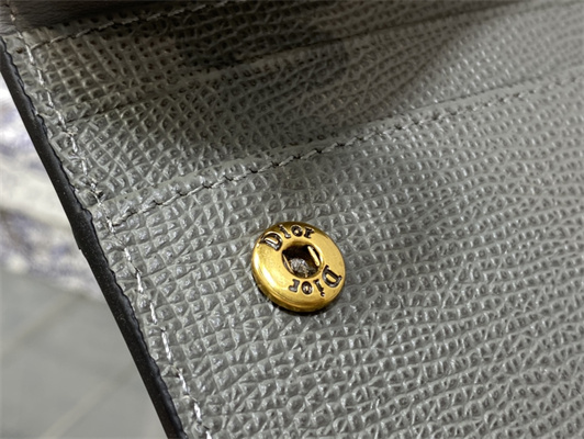 CD Saddle Card Holder Grained Calfskin Grey