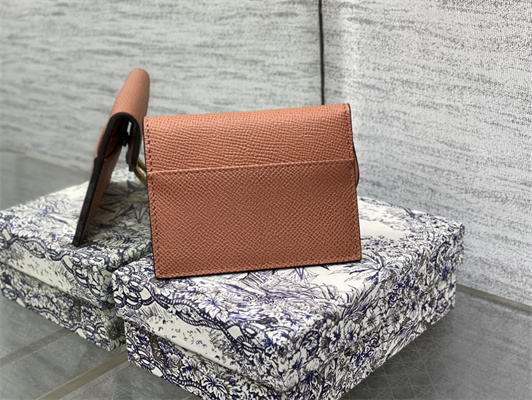 CD Saddle Card Holder Grained Calfskin Brown