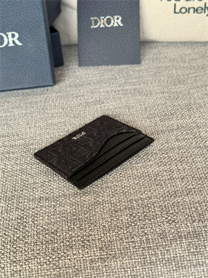 CD Saddle Card Holder Black Grained Calfskin and Black Dior Oblique Jacquard