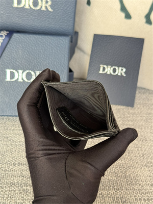 CD Saddle Card Holder Black Grained Calfskin and Black Dior Oblique Jacquard