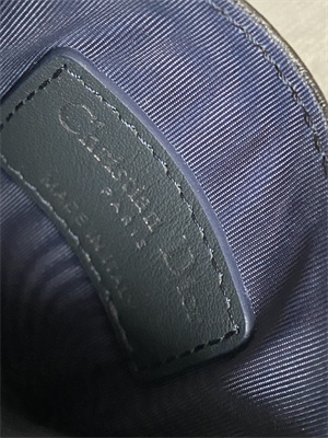 CD Saddle Card Holder Black Grained Calfskin and Blue Dior Oblique Jacquard