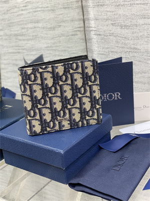 CD Blue Dior Oblique Jacquard Wallet