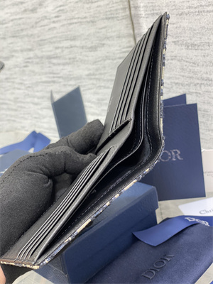 CD Blue Dior Oblique Jacquard Wallet