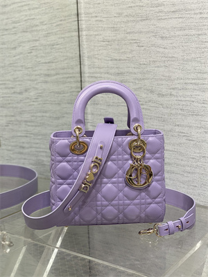 CD Small Lady Di.or My ABCDior Bag Cannage Lambskin Gold Tone Metal Lt Purple