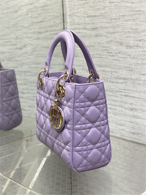 CD Small Lady Di.or My ABCDior Bag Cannage Lambskin Gold Tone Metal Lt Purple