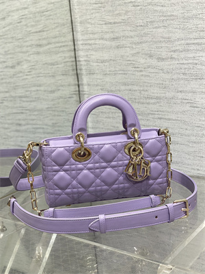 CD Small Lady D-Joy Bag Cannage Lambskin Gold Tone Metal Lt Purple