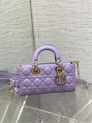 CD Small Lady D-Joy Bag Cannage Lambskin Gold Tone Metal Lt Purple