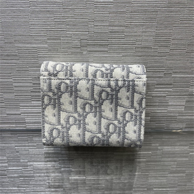 CD Saddle Lotus Wallet Gray Dior Oblique Jacquard