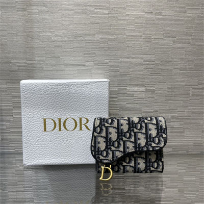 CD Saddle Lotus  Wallet Blue Dior Oblique Jacquard