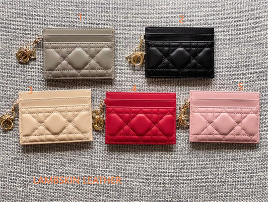 CD Lady Dior Freesia Card Holder Cannage Lambskin /Patent Calfskin