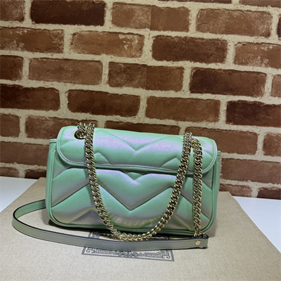 Gucci GG MARMONT Medium Shoulder Bag Lt Green iridescent 443497