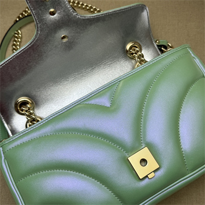 Gucci GG MARMONT Medium Shoulder Bag Lt Green iridescent 443497