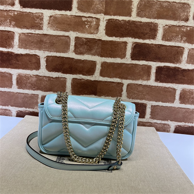 Gucci GG MARMONT Small  Shoulder Bag Lt Blue iridescent 446744