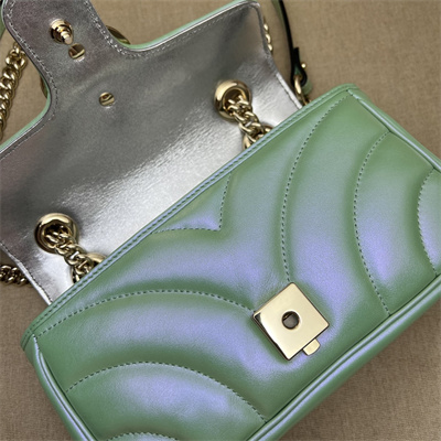 Gucci GG MARMONT Small  Shoulder Bag Lt Green iridescent 446744
