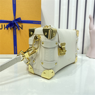 LV Side Trunk PM Bag Grained Calfskin White M23915