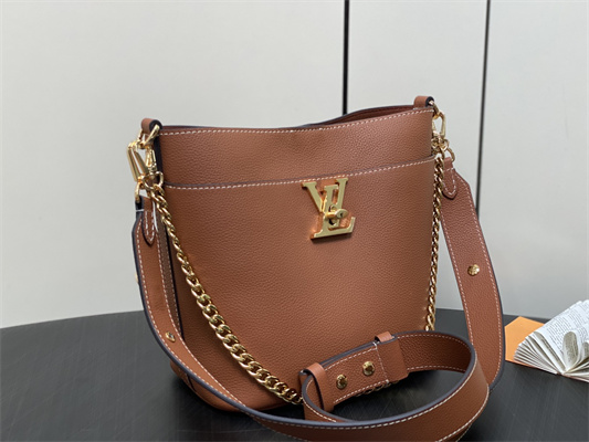 L.V Lock and Walk Grained Calfskin Cognac M24165