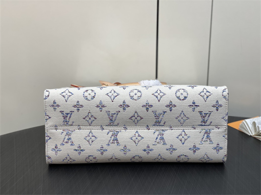 L.V ONTHEGO MM Denim Textile Jacquard White Color M24708