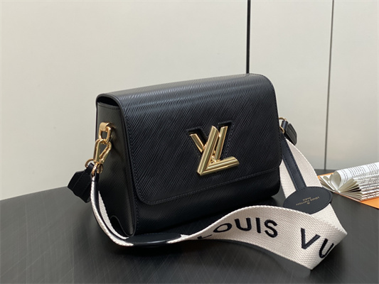 L.V Twist MM Bag With Strap EPI Leather Black M24765