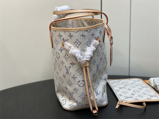 L.V Neverful MM Denim Textile Jacquard White Color M24905