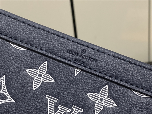 L.V Gaston Wearable Wallet Monogram Shadow Calfskin Leather Ink Blue/White