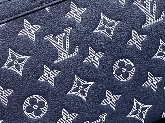 L.V Gaston Wearable Wallet Monogram Shadow Calfskin Leather Ink Blue/White