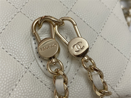 Cha.nel Mini Backpack Grained Calfskin Gold-Tone Metal White AP3753