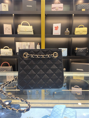 Cha.nel BUCKET BAG Grained Calfskin Gold-Tone Metal Black AS3176