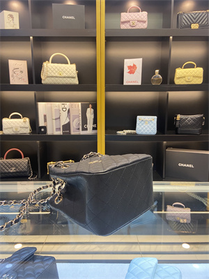 Cha.nel BUCKET BAG Grained Calfskin Gold-Tone Metal Black AS3176