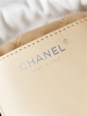 Cha.nel 22 Mini Handbag Shiny Calfskin Rainbow Metal White AS3980