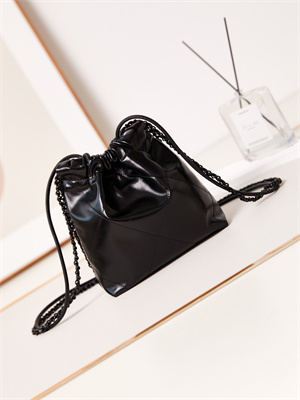 Cha.nel 22 Mini Handbag Shiny Calfskin Black Tone Metal Black AS3980