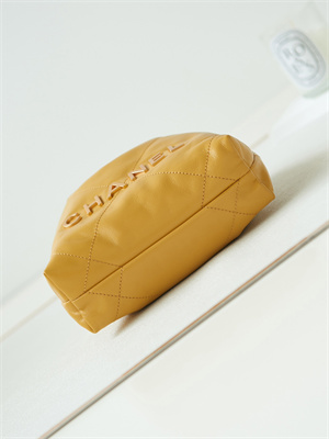 Cha.nel 22 Mini Handbag Shiny Calfskin Gold Tone Metal Lt Brown AS3980