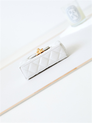 Chanel Clutch With Chain Shiny Aged Calfskin Gold-Tone Metal White AP3435